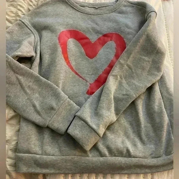 Tops - Heart Crew Neck - Women's Size Large NWOT